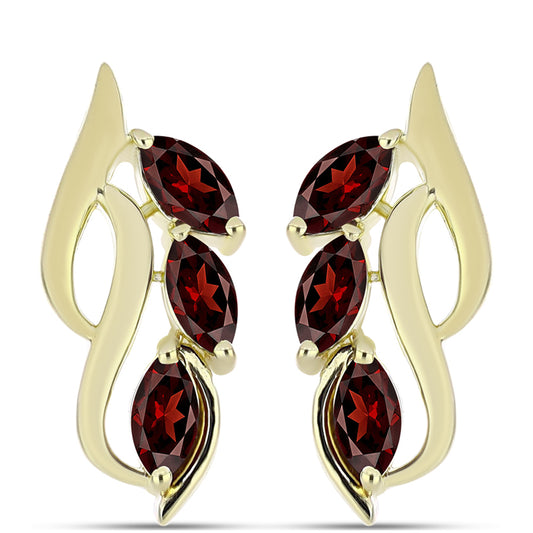 Kolczyki srebrne pozłacane z granatem