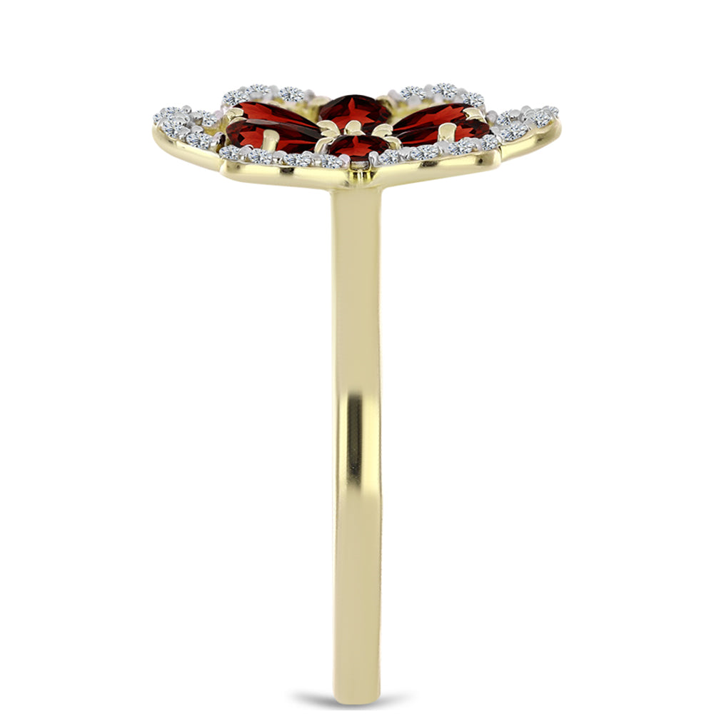 Pierścionek srebrny pozłacany z granatem i białym topazem 4 