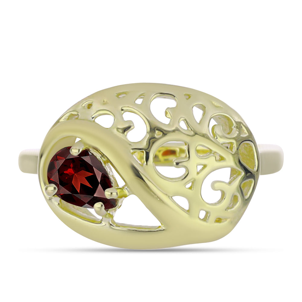 Pierścionek srebrny pozłacany z granatem 1 