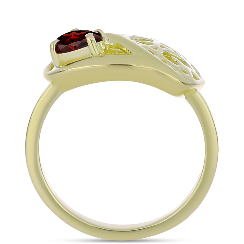 Pierścionek srebrny pozłacany z granatem 2 