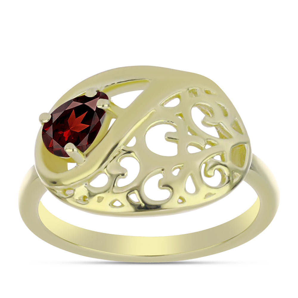 Pierścionek srebrny pozłacany z granatem