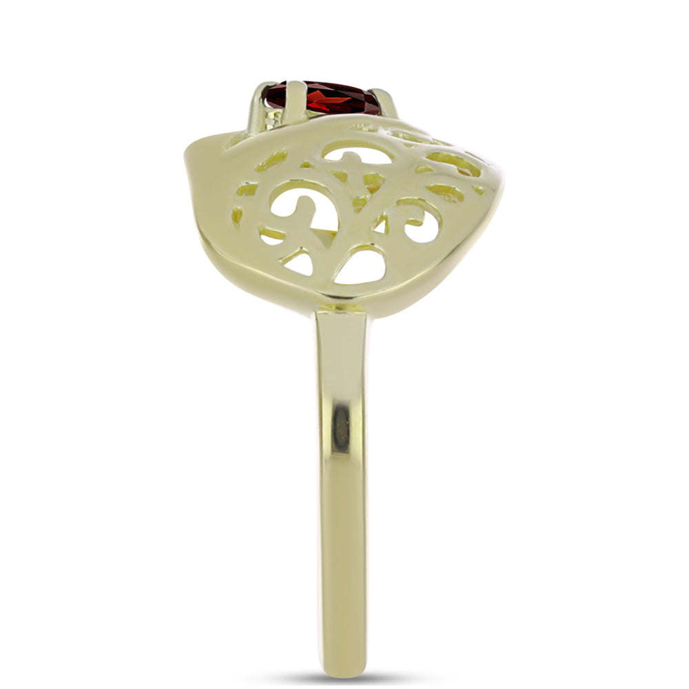 Pierścionek srebrny pozłacany z granatem 4 