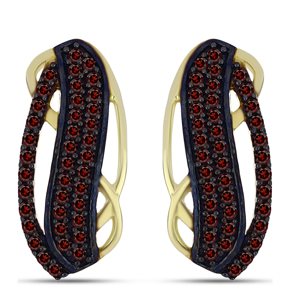 Kolczyki srebrne pozłacane z granatem