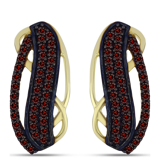 Kolczyki srebrne pozłacane z granatem