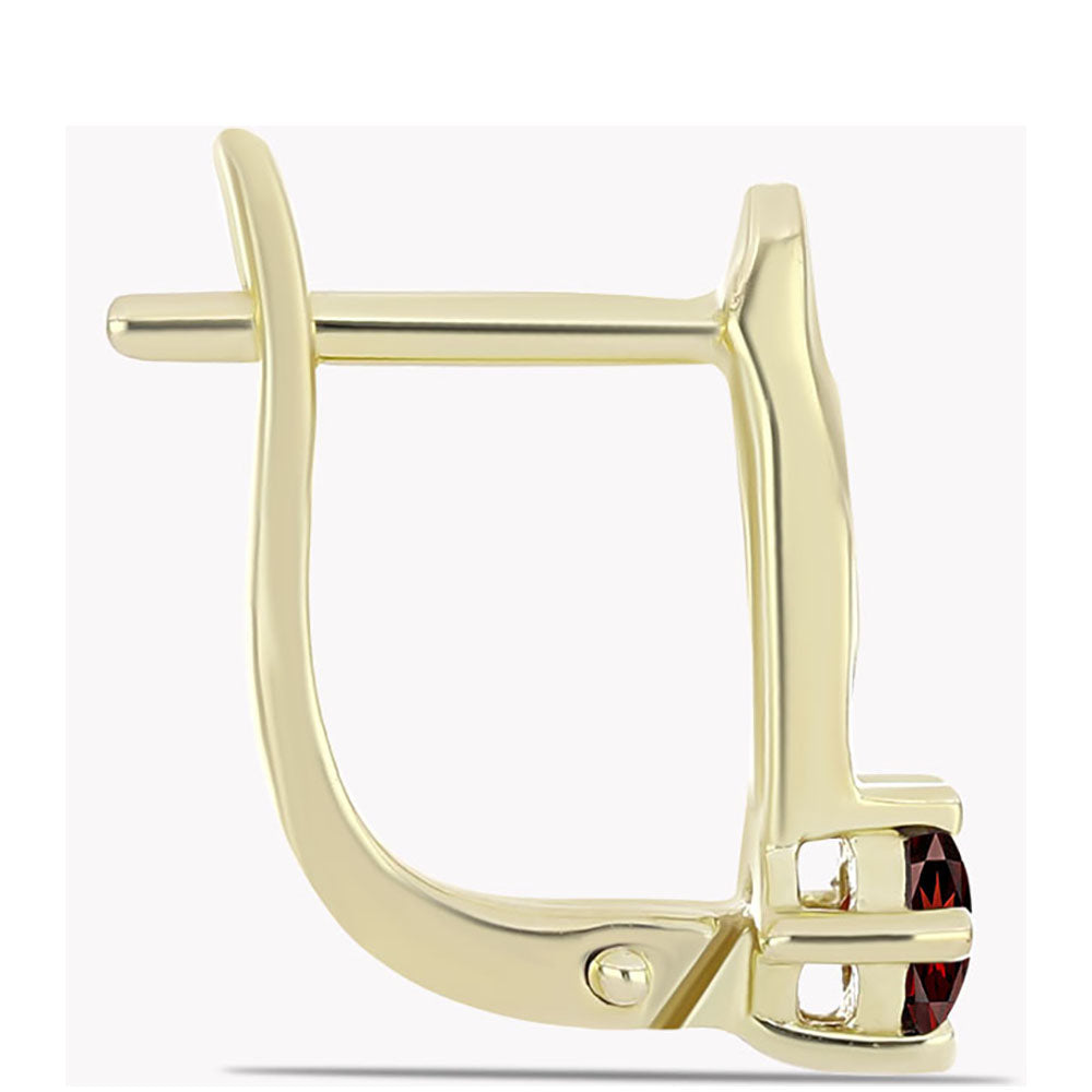 Kolczyki srebrne pozłacane z granatem 2 