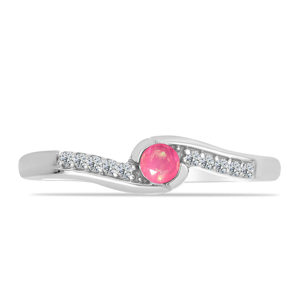 Pierścionek ze srebra próby 925 z różowym opalem i białym topazem 1 