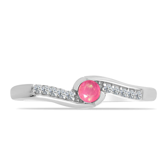 Pierścionek ze srebra próby 925 z różowym opalem i białym topazem