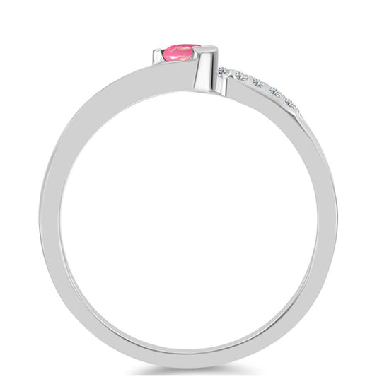 Pierścionek ze srebra próby 925 z różowym opalem i białym topazem