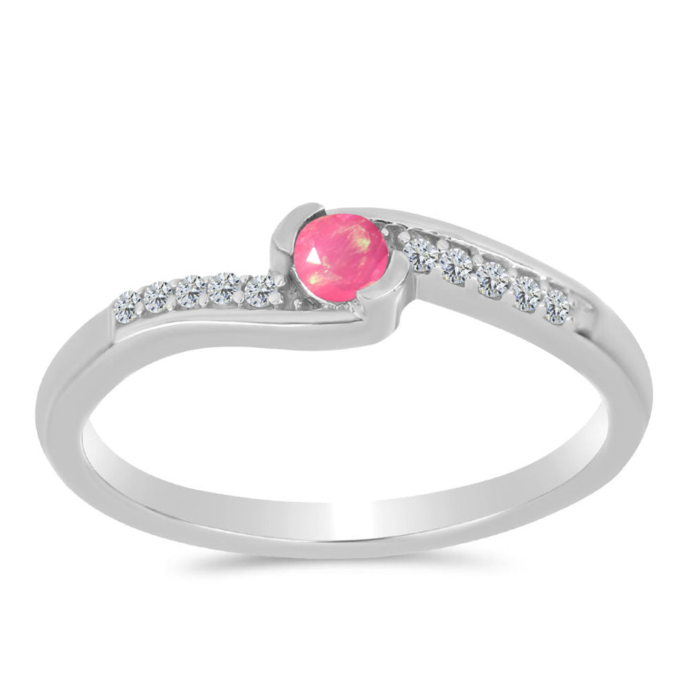 Pierścionek ze srebra próby 925 z różowym opalem i białym topazem 3 