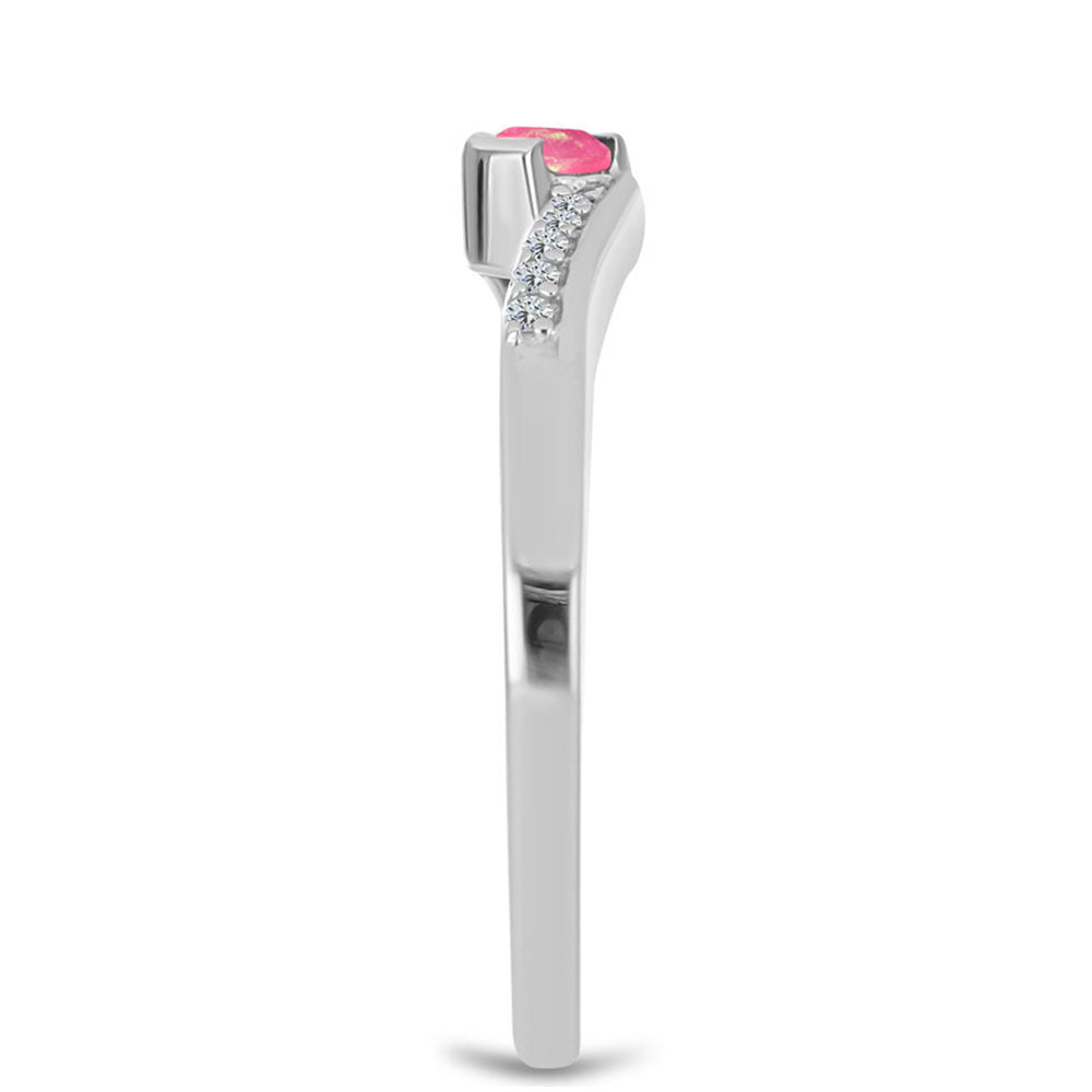 Pierścionek ze srebra próby 925 z różowym opalem i białym topazem 4 