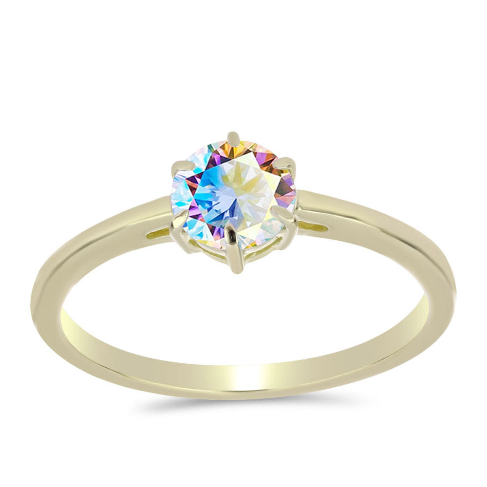 Pierścionek srebrny pozłacany z lodowym moissanitem