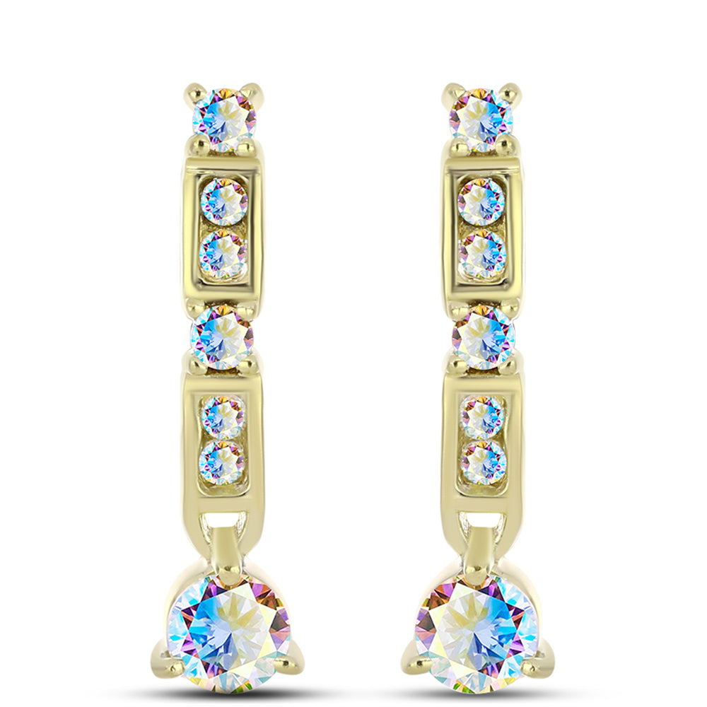 Kolczyki srebrne pozłacane z lodowym moissanitem