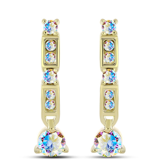 Kolczyki srebrne pozłacane z lodowym moissanitem