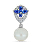 Zawieszka ze srebra próba 925 z australijskim niebieskim szafirem i białą perłą słodkowodną