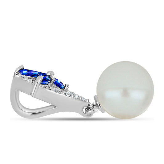 Zawieszka ze srebra próba 925 z australijskim niebieskim szafirem i białą perłą słodkowodną