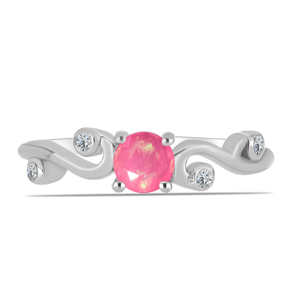 Pierścionek ze srebra próby 925 z różowym opalem i białym topazem 1 