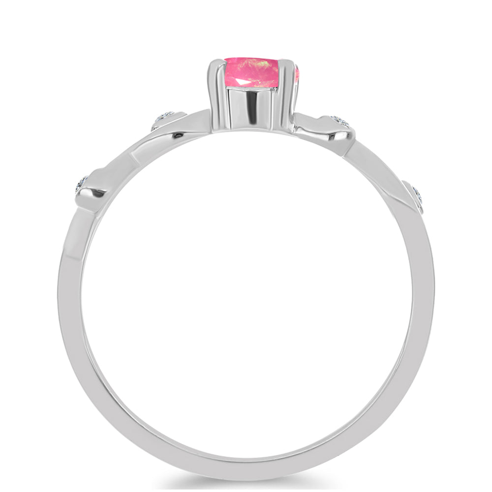 Pierścionek ze srebra próby 925 z różowym opalem i białym topazem