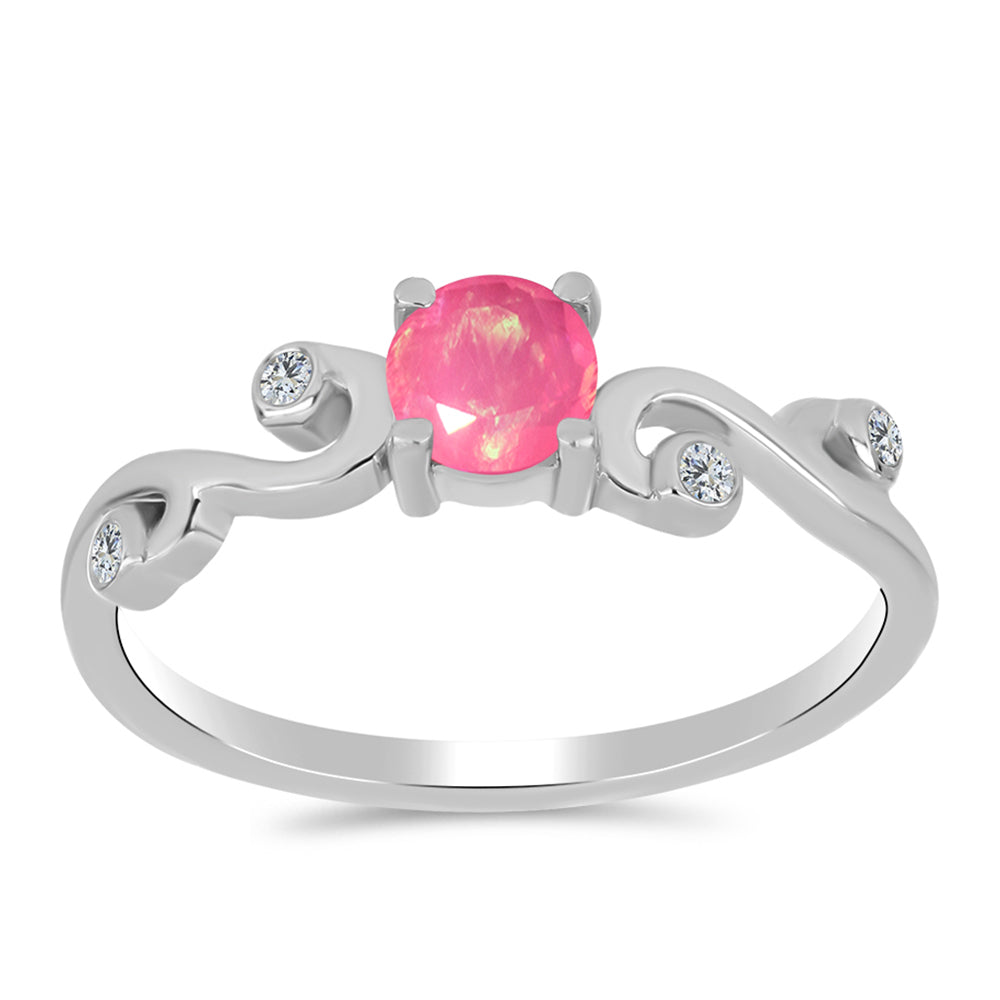 Pierścionek ze srebra próby 925 z różowym opalem i białym topazem