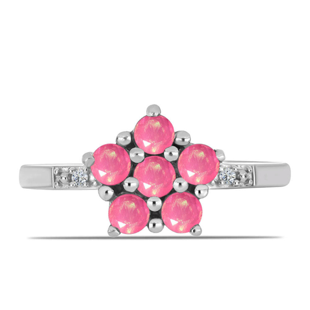 Pierścionek ze srebra próby 925 z różowym opalem i białym topazem