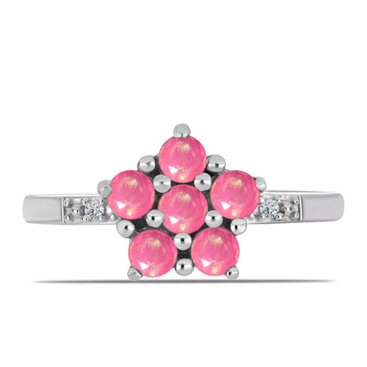 Pierścionek ze srebra próby 925 z różowym opalem i białym topazem