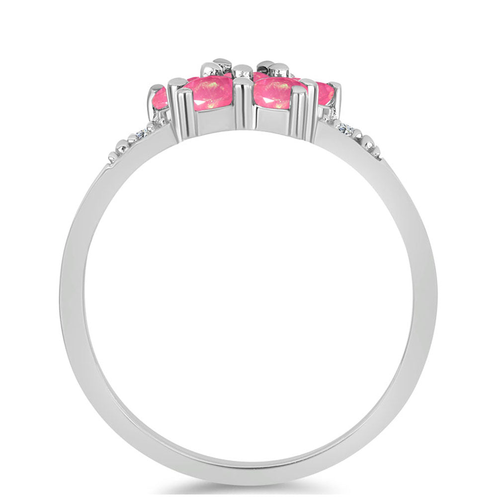 Pierścionek ze srebra próby 925 z różowym opalem i białym topazem 2 