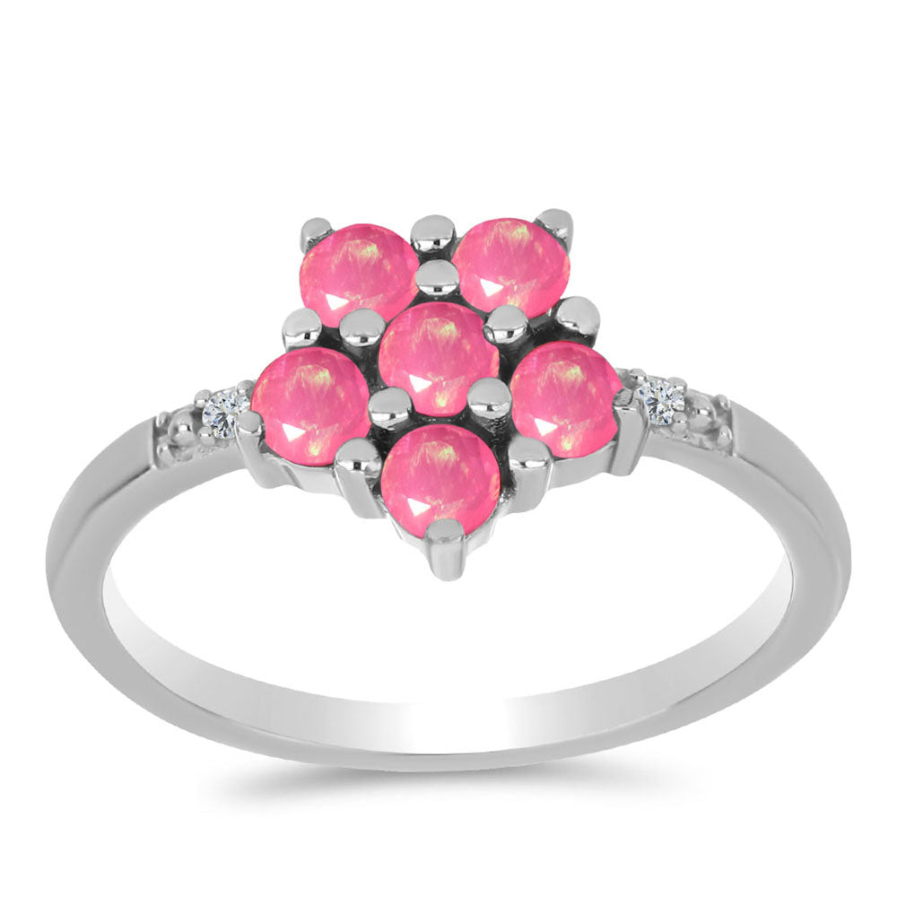 Pierścionek ze srebra próby 925 z różowym opalem i białym topazem