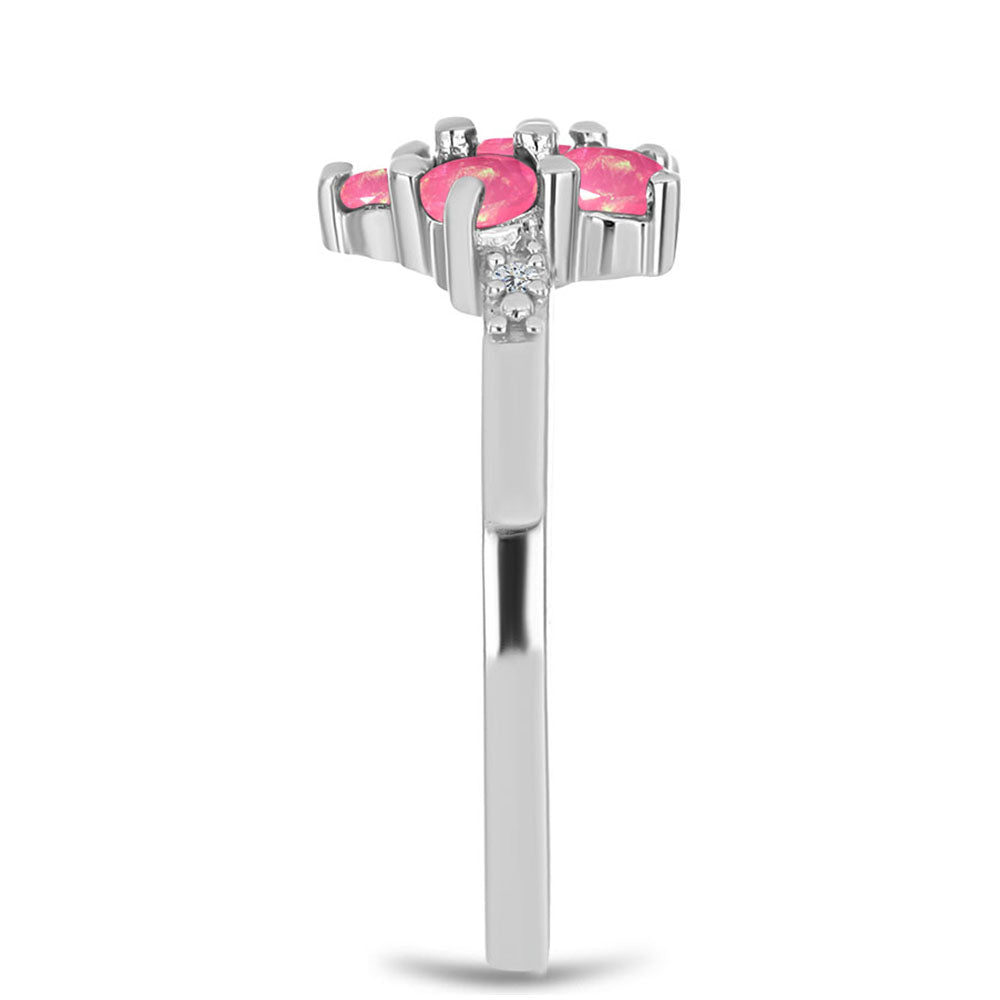 Pierścionek ze srebra próby 925 z różowym opalem i białym topazem