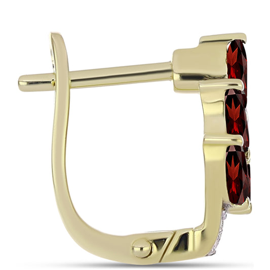 Kolczyki srebrne pozłacane z granatem i białym topazem