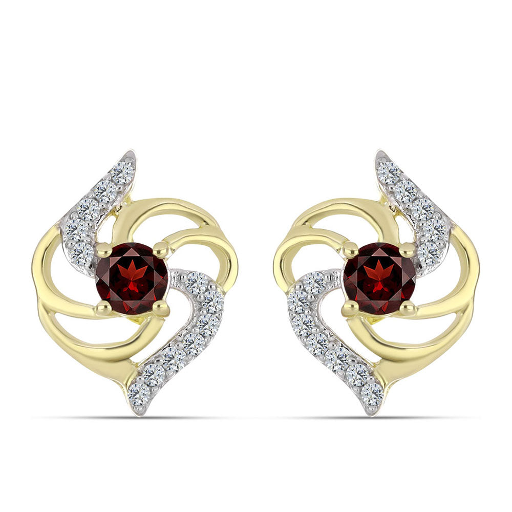 Kolczyki srebrne pozłacane z granatem i białym topazem 1 