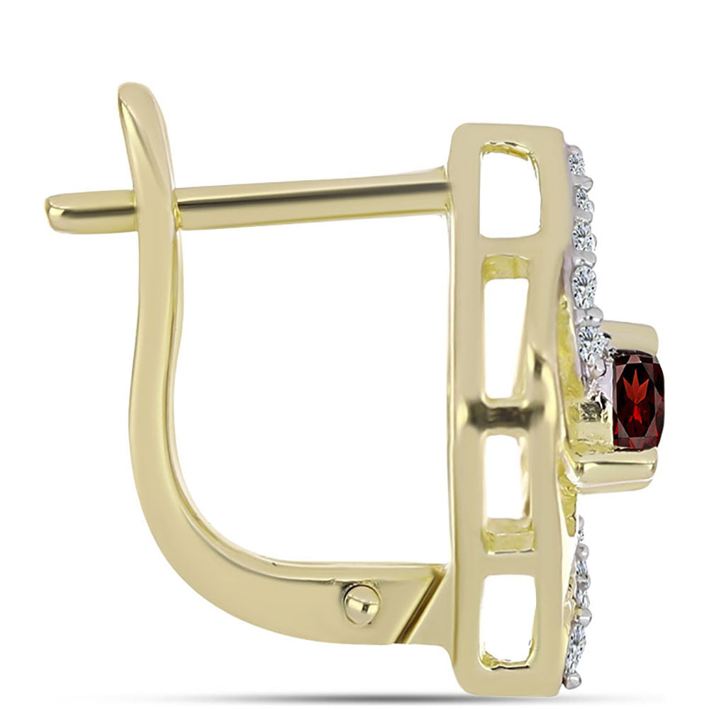 Kolczyki srebrne pozłacane z granatem i białym topazem 2 