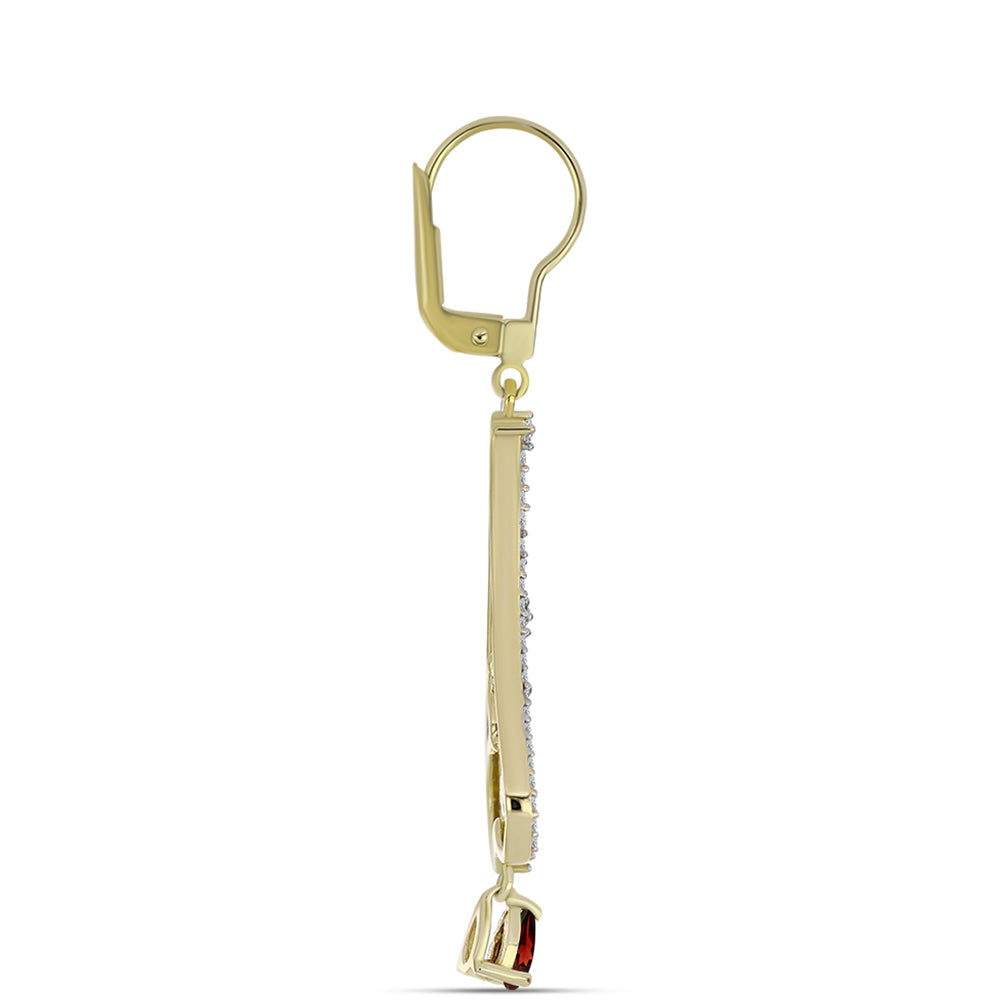 Kolczyki srebrne pozłacane z granatem i białym topazem 2 