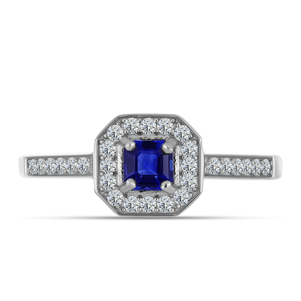 Pierścionek ze srebra próby 925 z australijskim niebieskim szafirem i białym topazem 1 