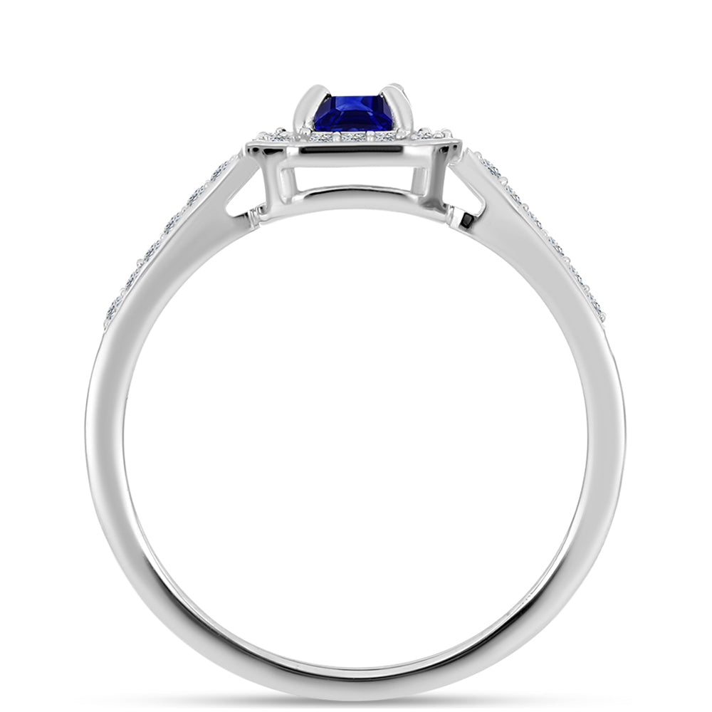 Pierścionek ze srebra próby 925 z australijskim niebieskim szafirem i białym topazem 2 