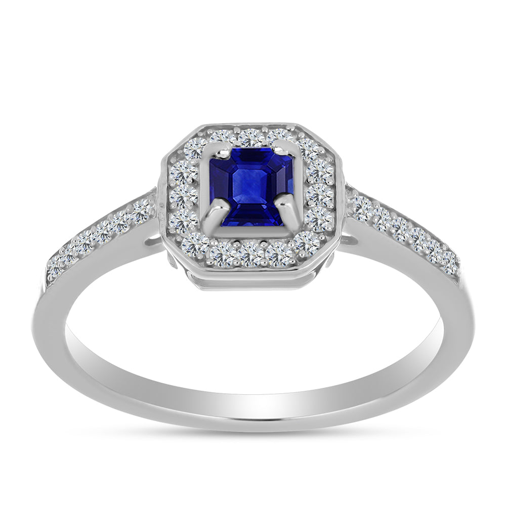 Pierścionek ze srebra próby 925 z australijskim niebieskim szafirem i białym topazem