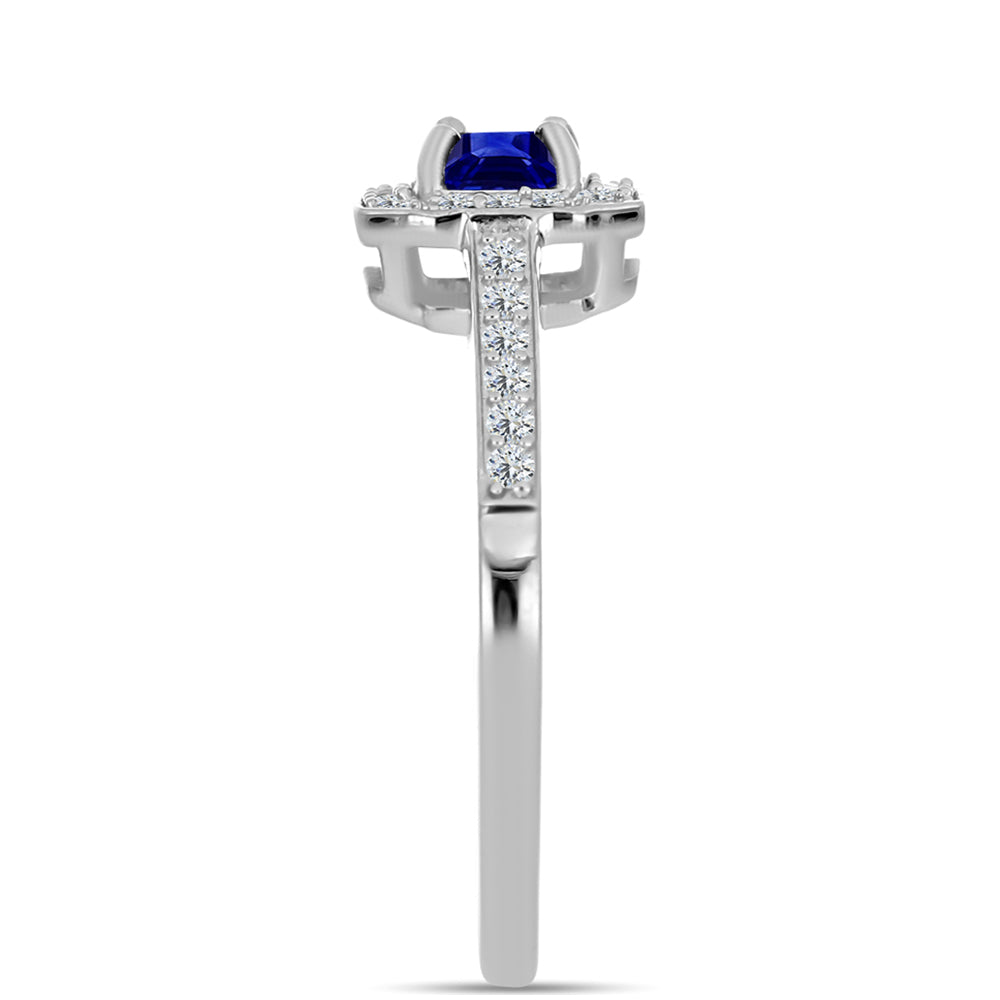 Pierścionek ze srebra próby 925 z australijskim niebieskim szafirem i białym topazem 4 