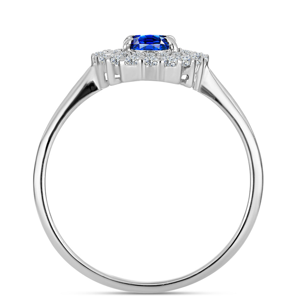 Pierścionek ze srebra próby 925 z australijskim niebieskim szafirem i białym topazem