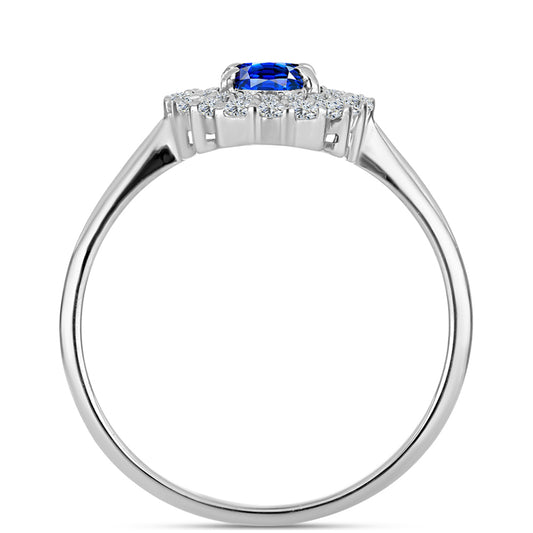 Pierścionek ze srebra próby 925 z australijskim niebieskim szafirem i białym topazem