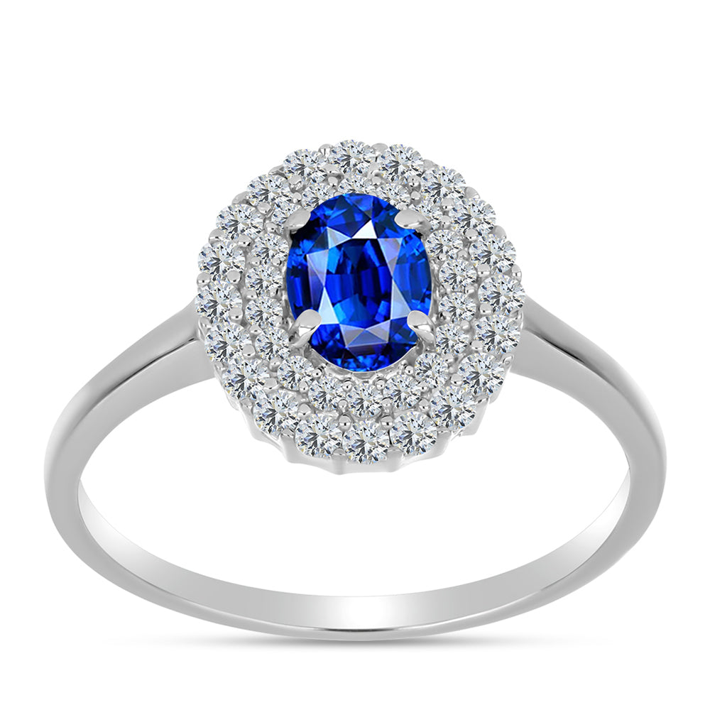 Pierścionek ze srebra próby 925 z australijskim niebieskim szafirem i białym topazem 3 