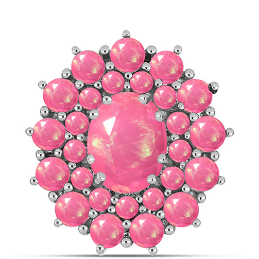 Broszka ze srebra próby 925 z różowym opalem