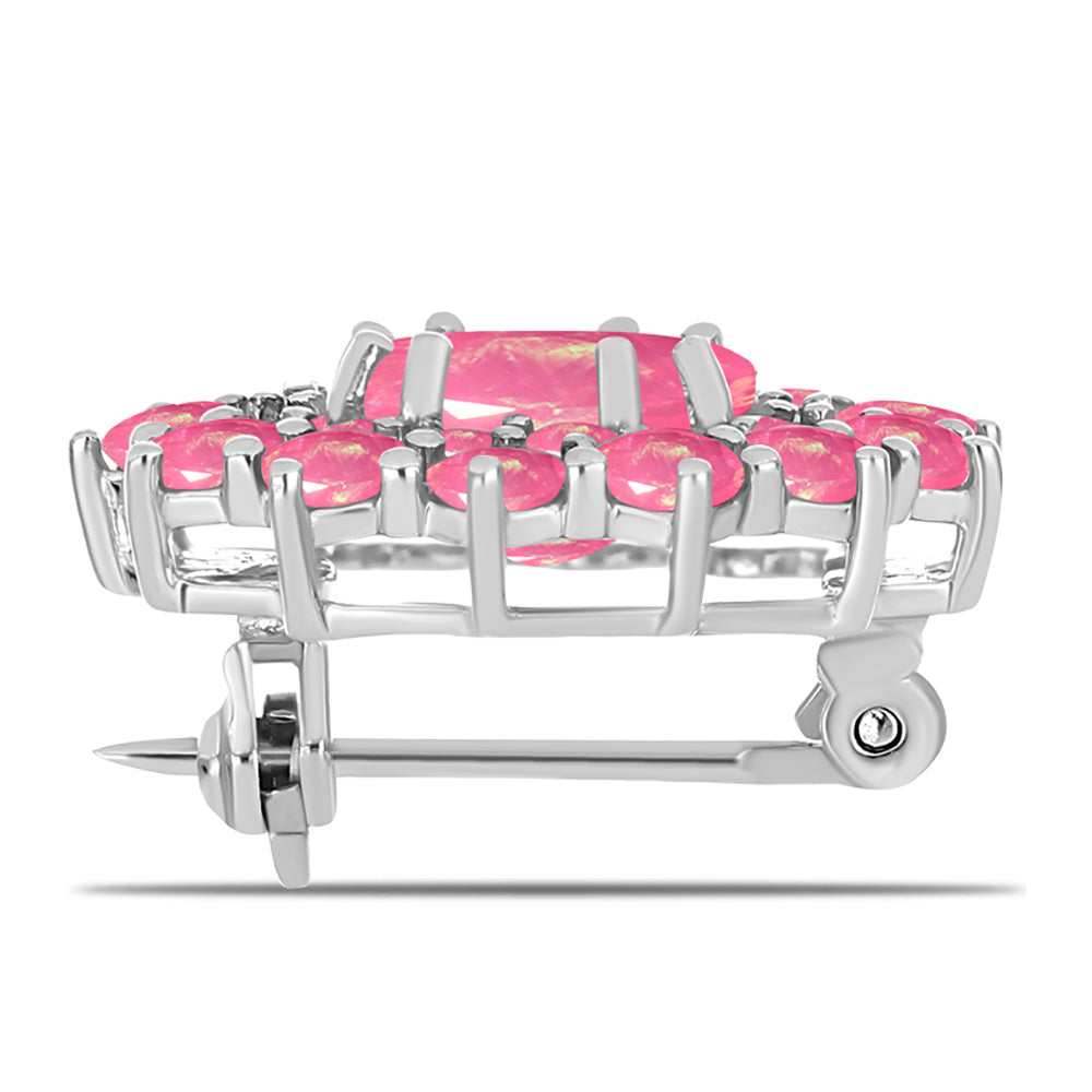 Broszka ze srebra próby 925 z różowym opalem 2 