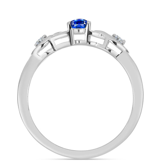 Pierścionek ze srebra próby 925 z australijskim niebieskim szafirem i białym topazem