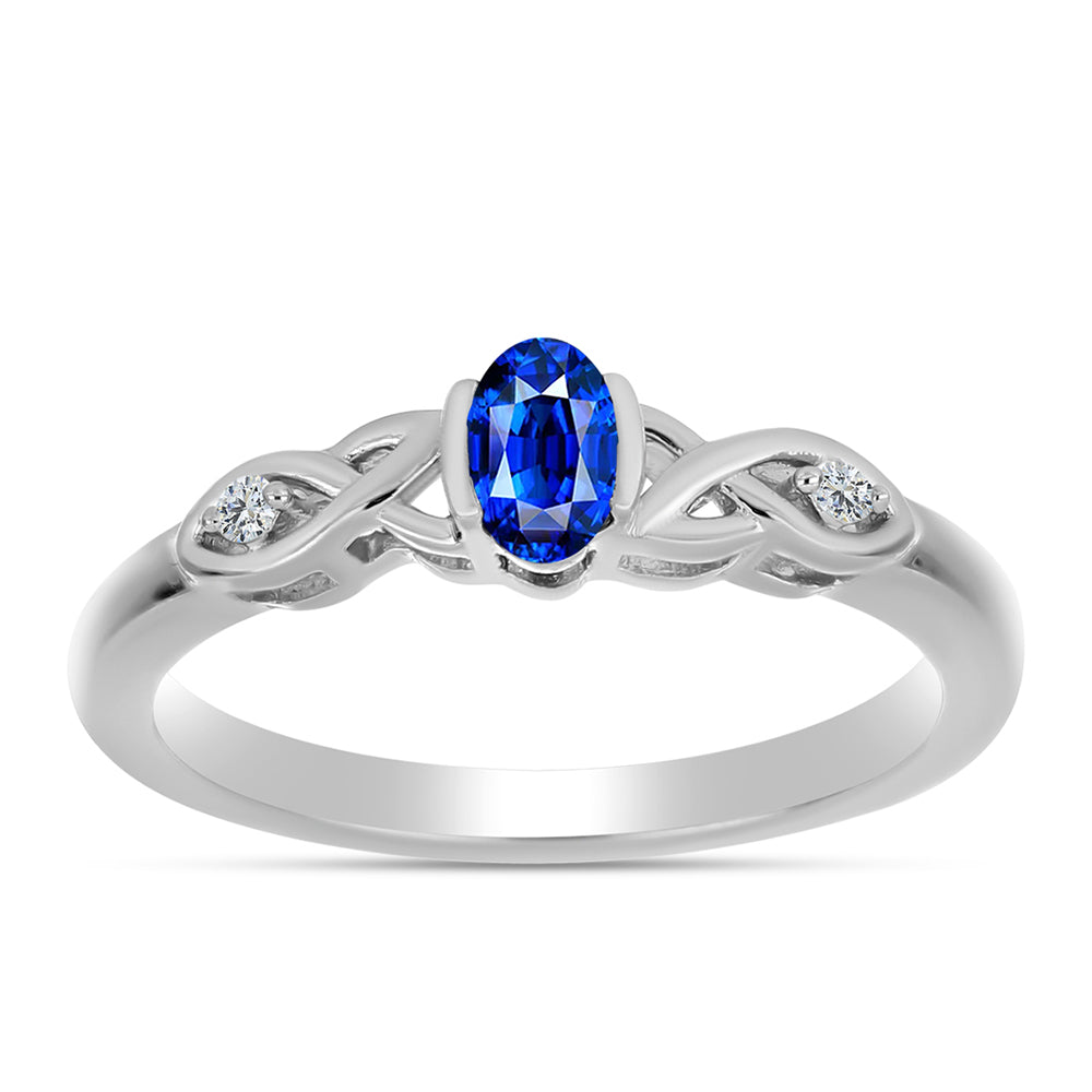 Pierścionek ze srebra próby 925 z australijskim niebieskim szafirem i białym topazem 3 