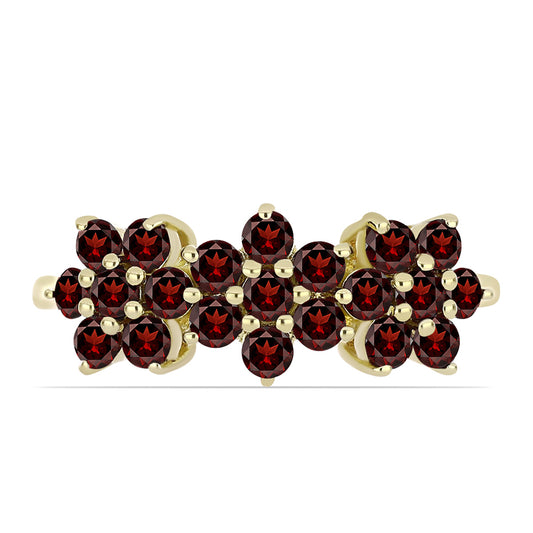 Pierścionek srebrny pozłacany z granatem