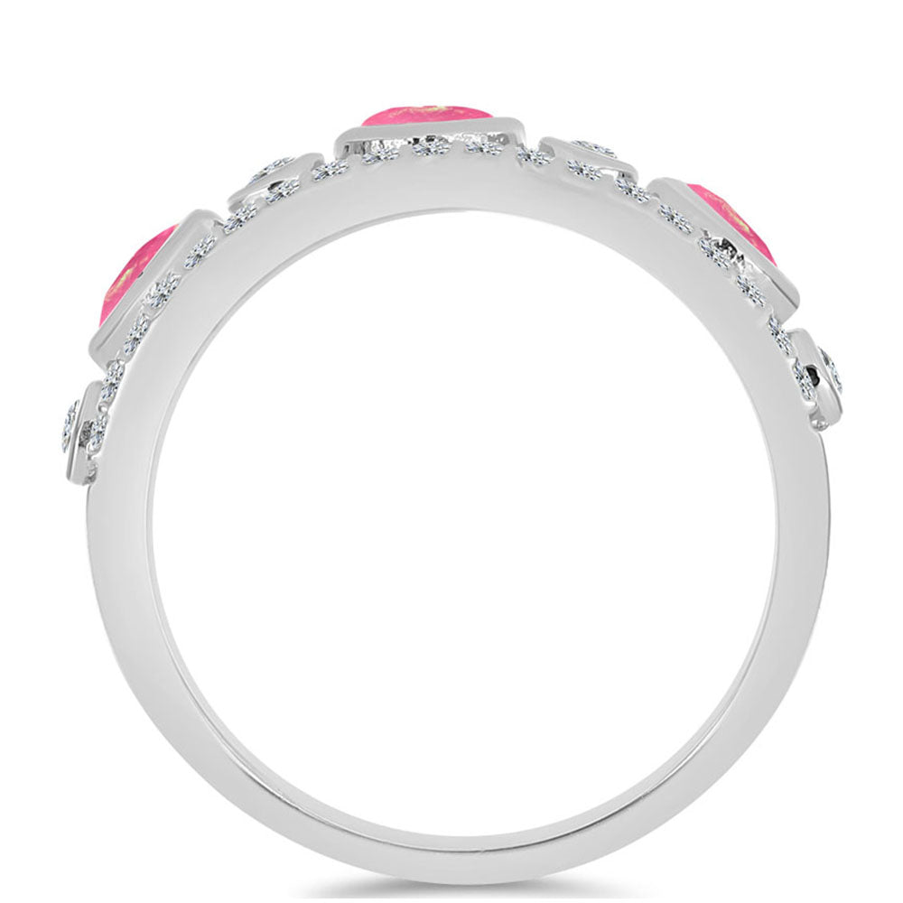 Pierścionek ze srebra próby 925 z różowym opalem i białym topazem 2 