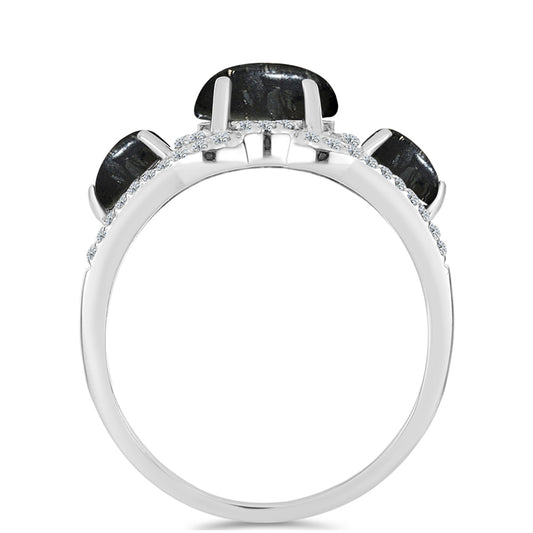 Pierścionek ze srebra próby 925 z jaspisem i białym topazem