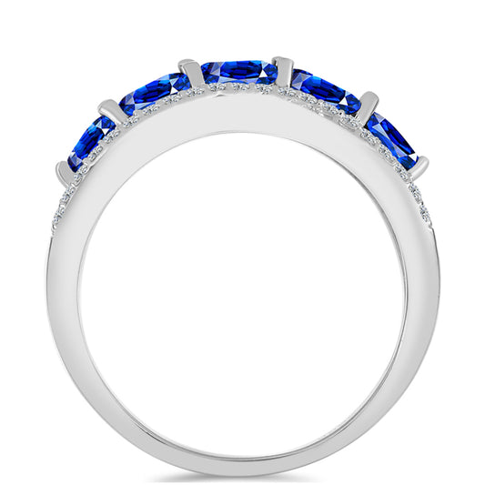 Pierścionek ze srebra próby 925 z australijskim niebieskim szafirem i białym topazem