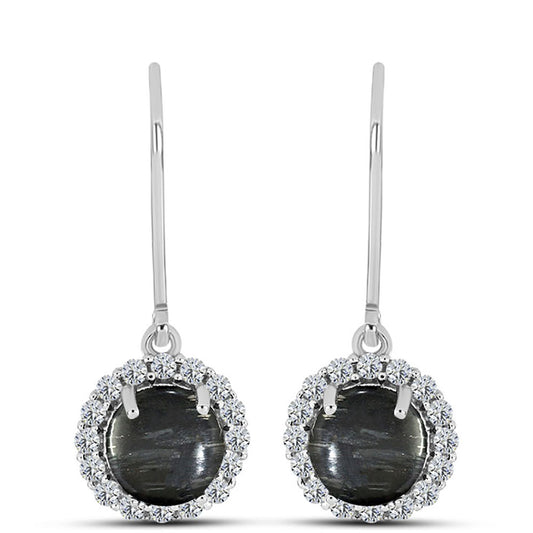 Kolczyki ze srebra próbe 925 z jaspisem i białym topazem