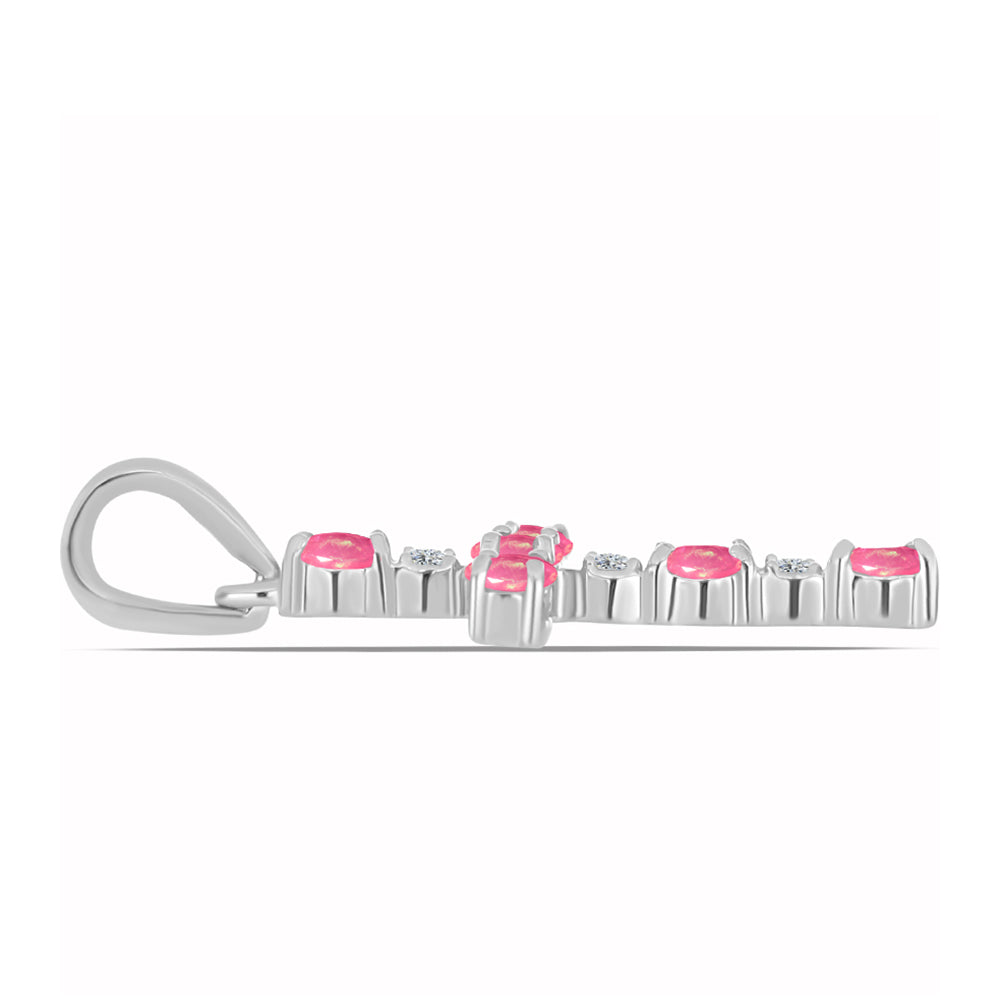 Zawieszka ze srebra próba 925 z różowym opalem i białym topazem 2 