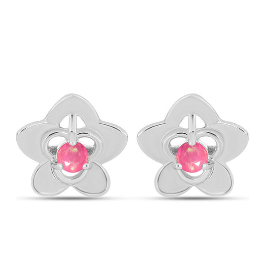 Kolczyki ze srebra próbe 925 z różowym opalem