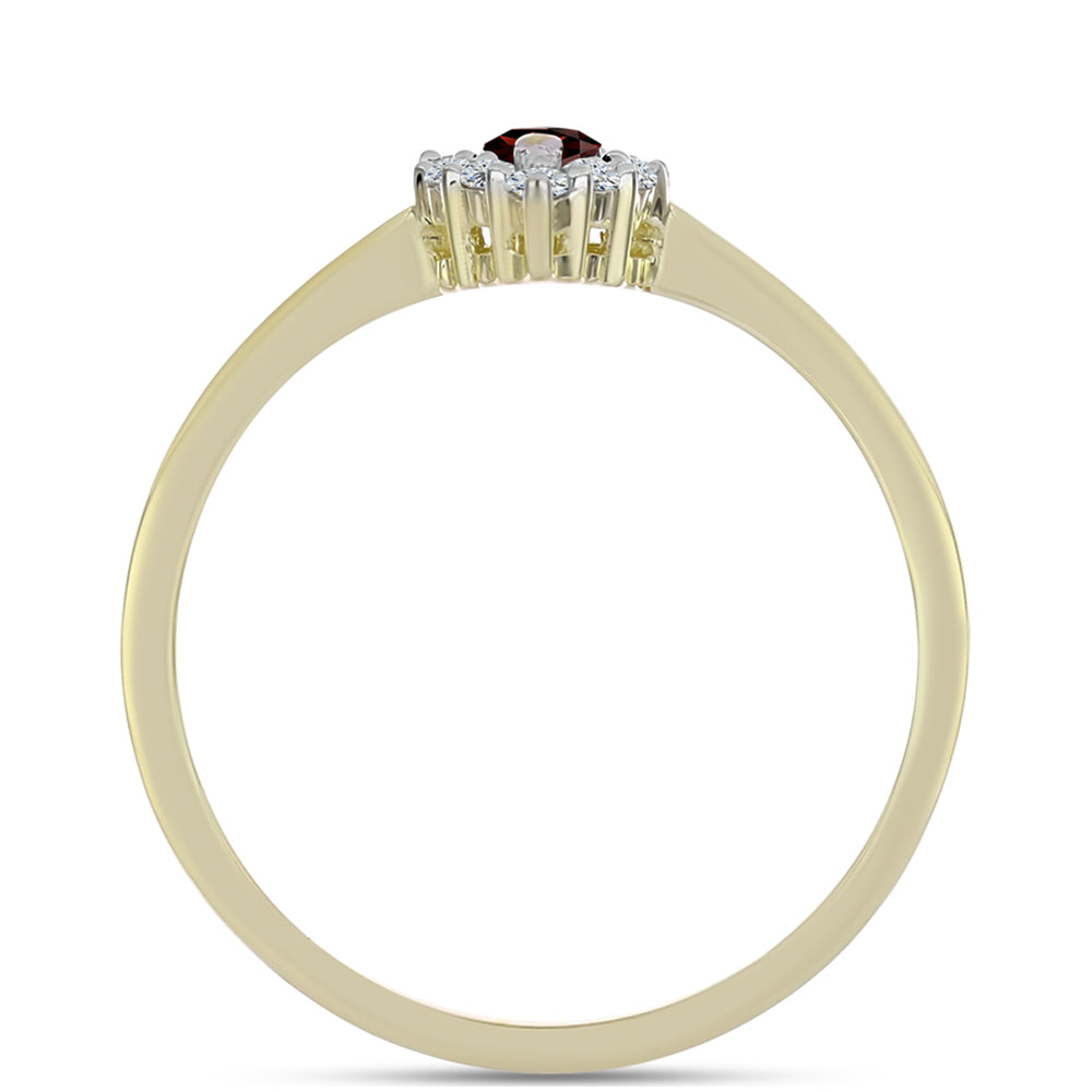 Pierścionek srebrny pozłacany z granatem i białym topazem 2 